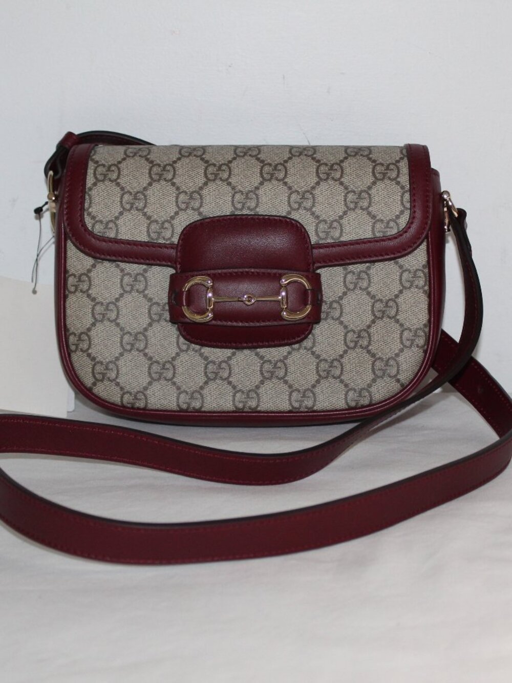 NEW Gucci GG Supreme Horsebit Icon Shoulder Bag 1955 Rosso Crossbody 815205